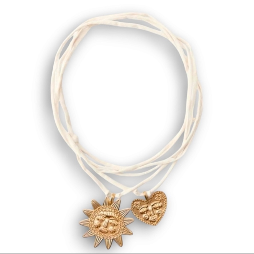 ZARA Double Heart Sun Necklace NWT